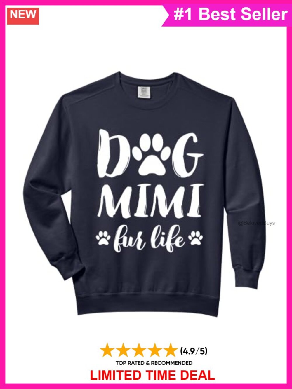 Dog Mimi Fur Life Crewneck Sweatshirt Cotton Blend Relaxed Fit